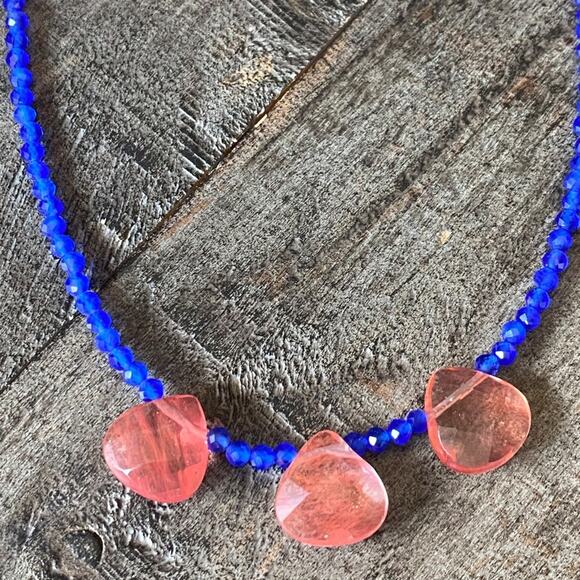 NEW Blue and Pink Crystal Layering Necklace - Picture 15 of 16
